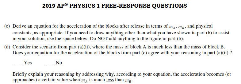 link to the 2019 AP Physics 1 questions